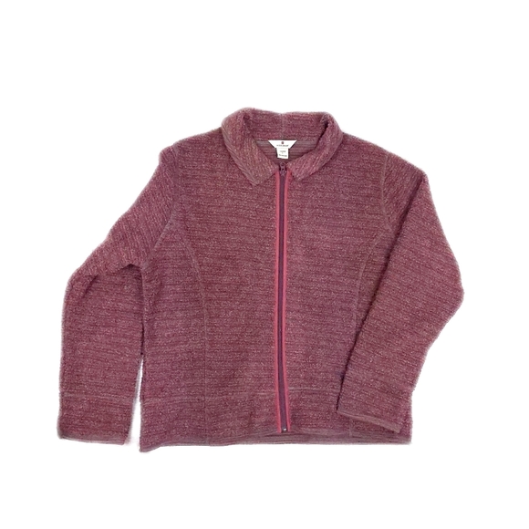Woolrich Vtg Womens Black Cherry Full Zip Cozy Fleece Jacket Size L - Picture 2 of 5